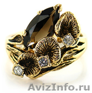 Винтаж кольцо с роскошным Маркиз Раухтопазом и бриллиантами - Изображение #1, Объявление #154740