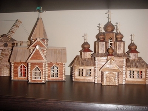Миниатюры (дерево,ручная работа) церкви,мельницы,странинные дома  - Изображение #1, Объявление #509142