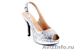 Босоножки из блесток серебристого цвета на каблуке - Изображение #1, Объявление #983292