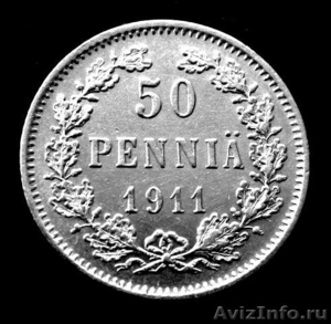 Редкая, серебряная монета 50 пенни 1911 года. - Изображение #1, Объявление #1273118