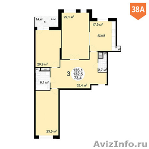 Продажа 3-комнатной квартиры в ЖК "Квартал 38А" на 20 этаже в корпусе 3 - Изображение #1, Объявление #1333109