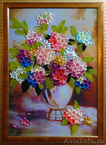 Картина лентами — Гортензия (цветы) - Изображение #2, Объявление #1386401