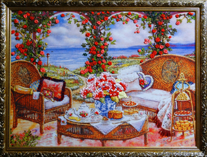 Картина лентами — Летний пейзаж с соломенной мебелью - Изображение #2, Объявление #1386369