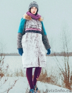 Женское бирюзовое зимнее пальто с мехом (шуба) - Изображение #1, Объявление #1594015