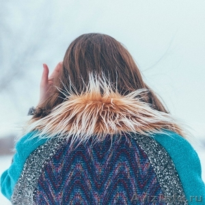 Женское бирюзовое зимнее пальто с мехом (шуба) - Изображение #3, Объявление #1594015