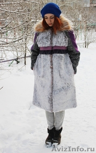Женское темно-фиолетовое зимнее пальто с мехом (шуба) - Изображение #4, Объявление #1594021