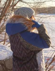 Женское с синими рукавами зимнее пальто с мехом (шуба) - Изображение #5, Объявление #1594023