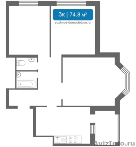 Трехкомнатная квартира в ЖК Южное Домодедово Корпус 3-41 - Изображение #1, Объявление #1609399