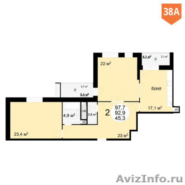 Продажа 2-комнатной квартиры в ЖК Квартал 38А со скидкой 2.3 млн. рублей - Изображение #1, Объявление #1395049